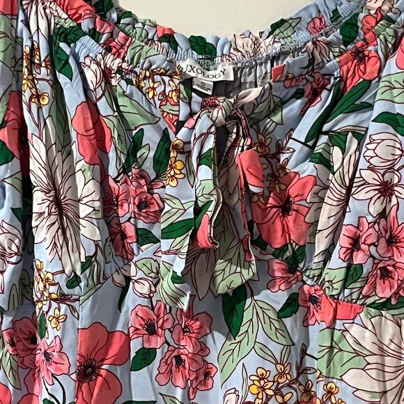 Luxology Sky Blue Floral Flowy Boho Chic Spring Summer Dress Size Small NWT - Picture 3 of 7